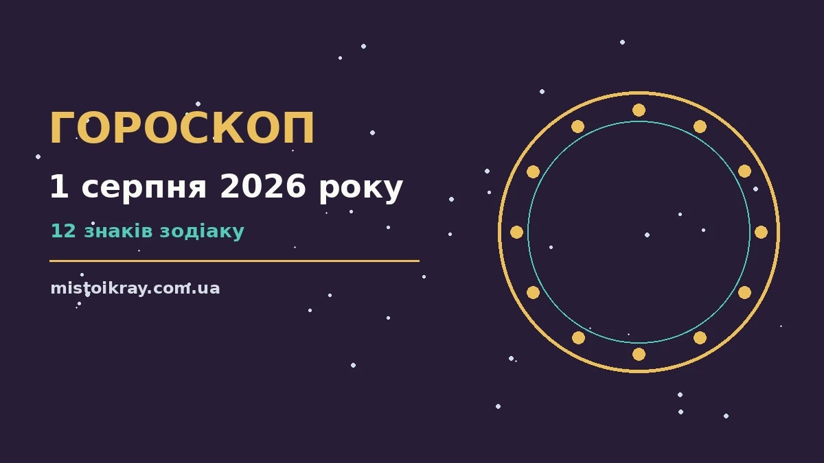Гороскоп на 1 серпня 2026 року: ритм дня для 12 знаків про події, зустрічі та вибір