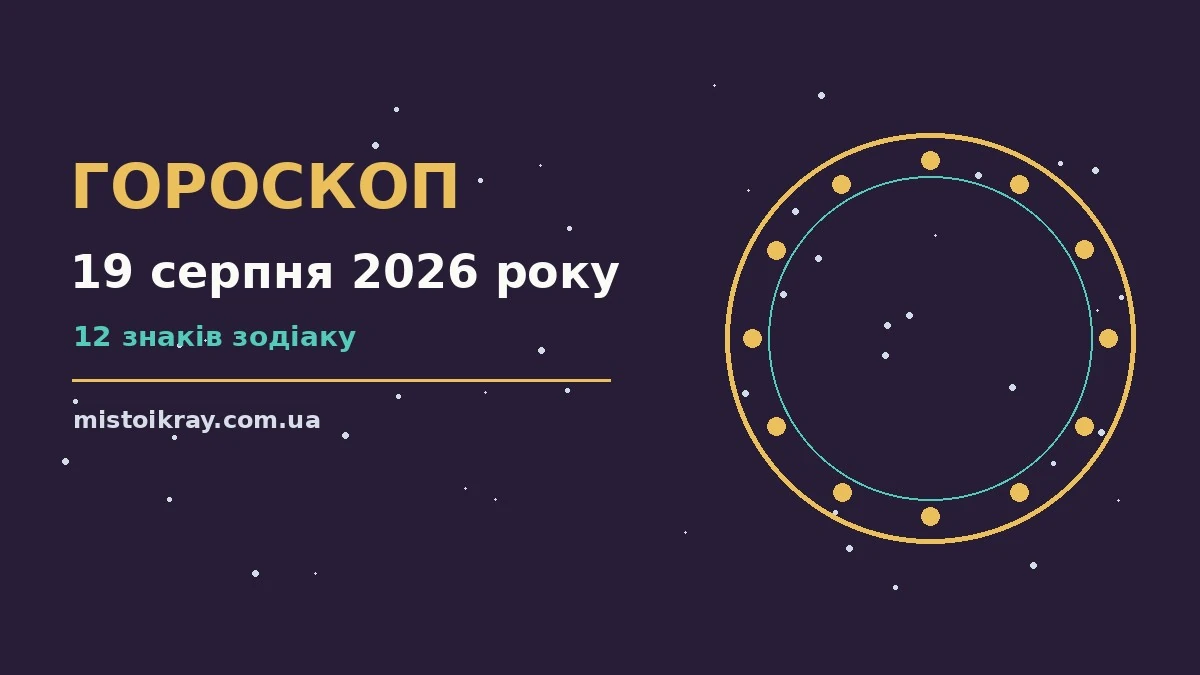 Гороскоп на 19 серпня 2026 року: ритм дня для 12 знаків про події, зустрічі та вибір