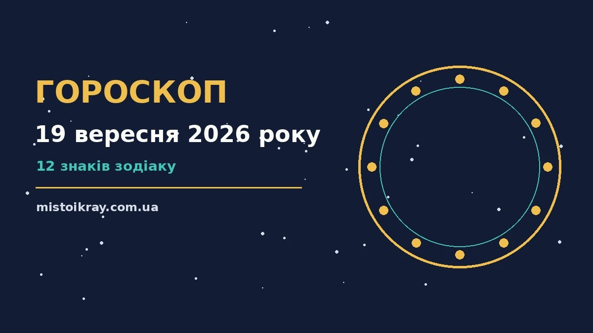 Зіркова підбірка гороскопу на 19 вересня 2026 року для дванадцяти знаків Зодіаку з акцентом на події та зустрічі