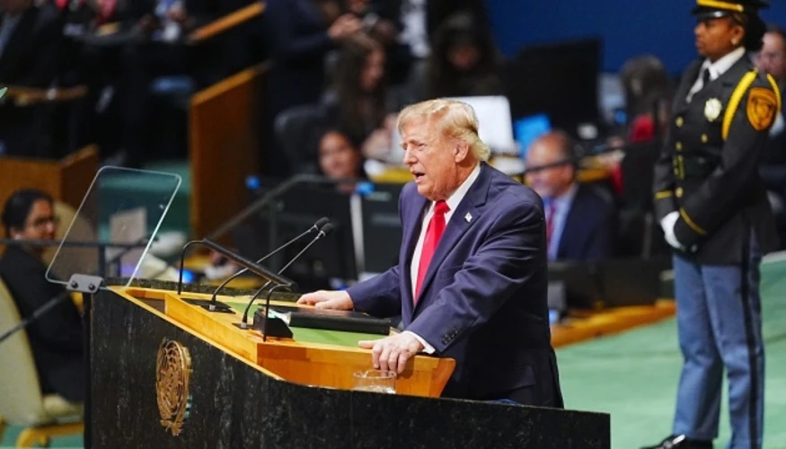 Трибуна Генеральної Асамблеї ООН під час виступу президента США Дональда Трампа